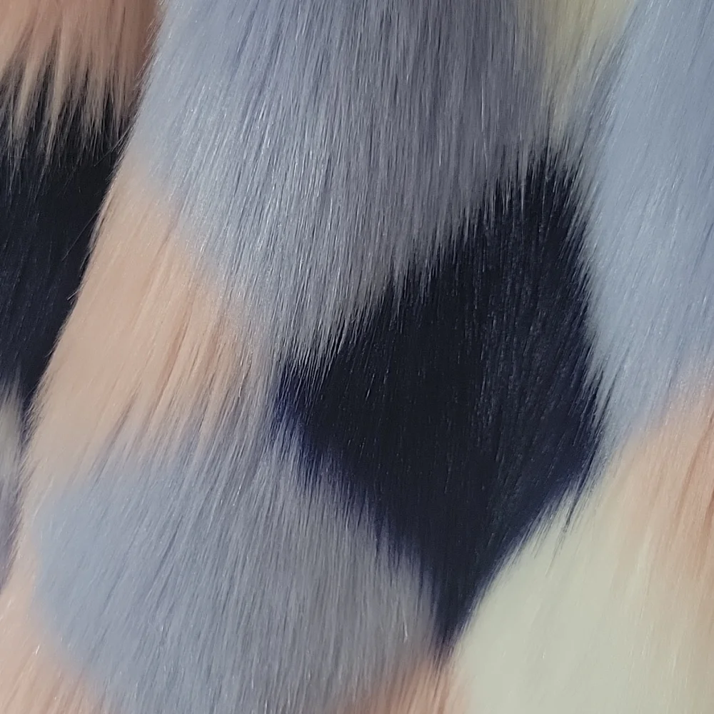 Forever 21 Chevron multicolored fur coat - Picture 4 of 7